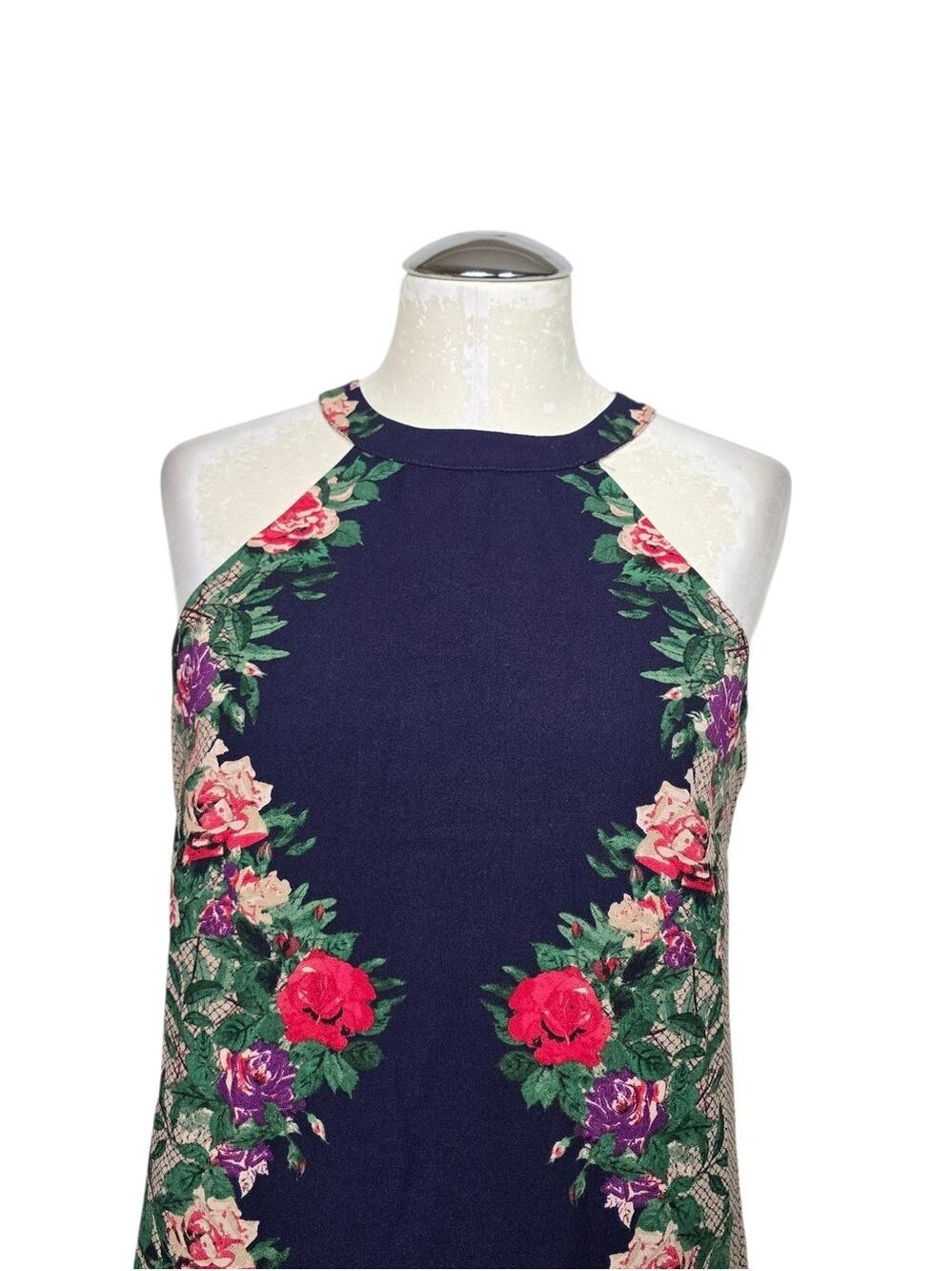 One Clothing Floral Mini Dress Blue Red Green Purple S - Picture 2 of 11